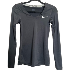 Nike Pro Black V Neck Long Sleeve Dri-Fit Spandex Shirt Women’s Size X-Small